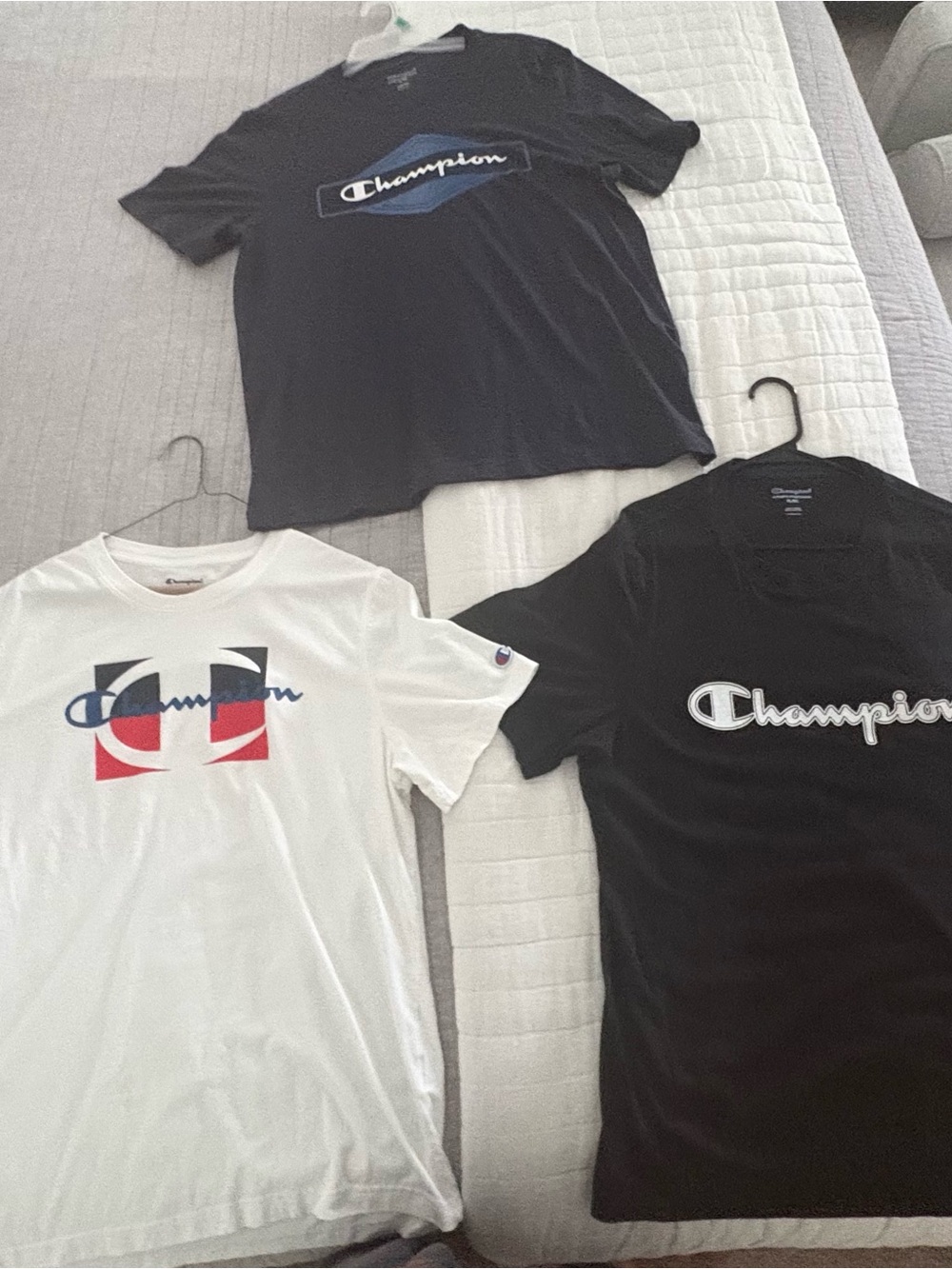 Champion Men's Short Sleeve Logo Tees Bundle - Blue, Black & White